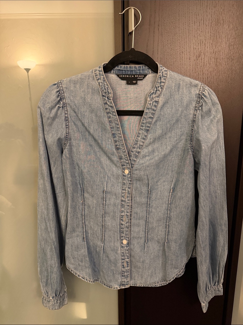 Veronica Beard Light Blue Denim Button-Front Shirt